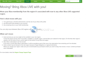 Xbox LIVE - changer r&eacute;gion