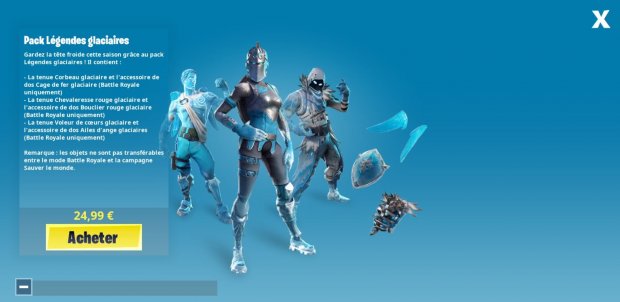 Fortnite Pack L&eacute;gendes glaciaires