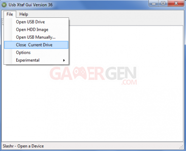 usb xtaf capture screenshot close current drive