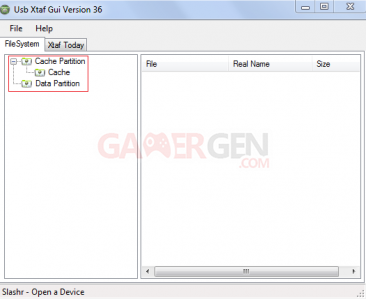 usb xtaf capture screenshot menu repertoire peripherique cache partitition