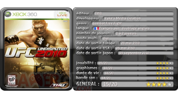 UFC Undisputed 2010 Test tableau Xbox 360