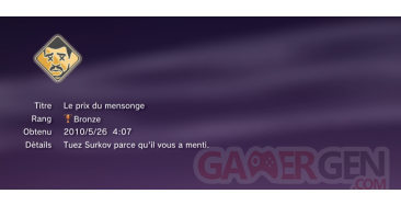 Alpha Protocol Trophees masques caches BRONZE 13