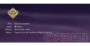 Alpha Protocol Trophees BRONZE