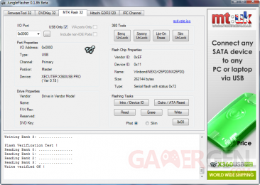 Flash du PCB sous Jungleflasher-X360USB pro 7