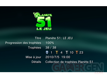 Planet 51 trophees liste