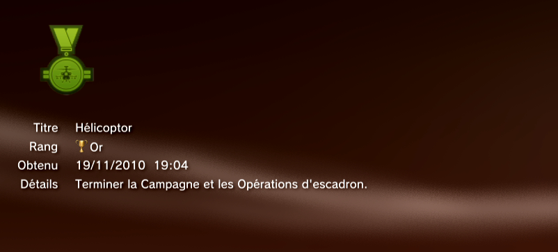 APACHE AIR ASSAULT trophees PS3 OR   2