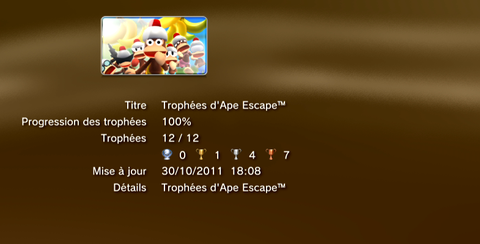 APE ESCAPE - trophées - LISTE 1