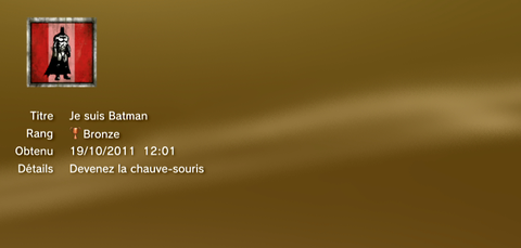 Batman Arkham City trophées BRONZE - 01