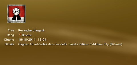 Batman Arkham City trophées BRONZE - 24
