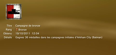 Batman Arkham City trophées BRONZE - 25