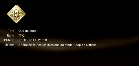 Battlefield 3 - Trophées - OR 2