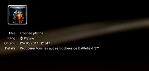 Battlefield 3 - Trophées - PLATINE 1