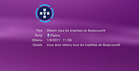 Bodycount trophees PLATINE 1