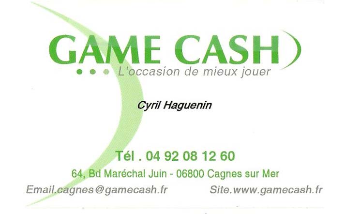Carte visite game cash