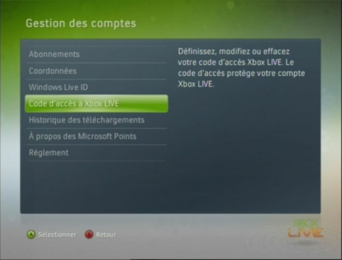 code d'acces xbox live