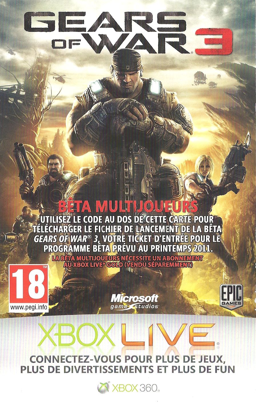 code gears of war 3 beta front