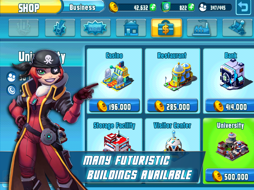 Cosmic Colony - 5 Many futuristic buildings available