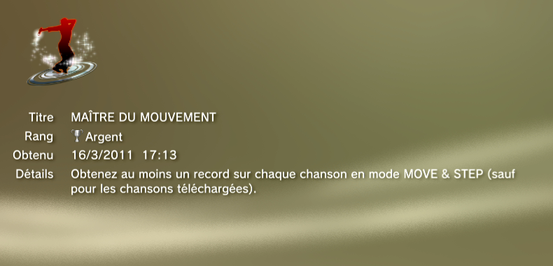 Danc Dance revolution New Moves - trophees - ARGENT -  2