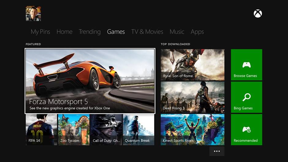 dashboard xbox one jeux