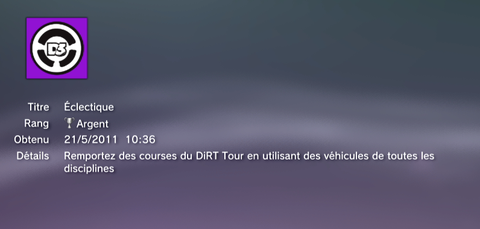 Dirt 3 JEU Trophées ARGENT 02