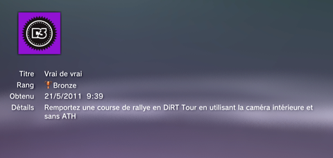 Dirt 3 JEU Trophées BRONZE 13