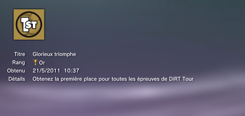 Dirt 3 JEU Trophées OR 02