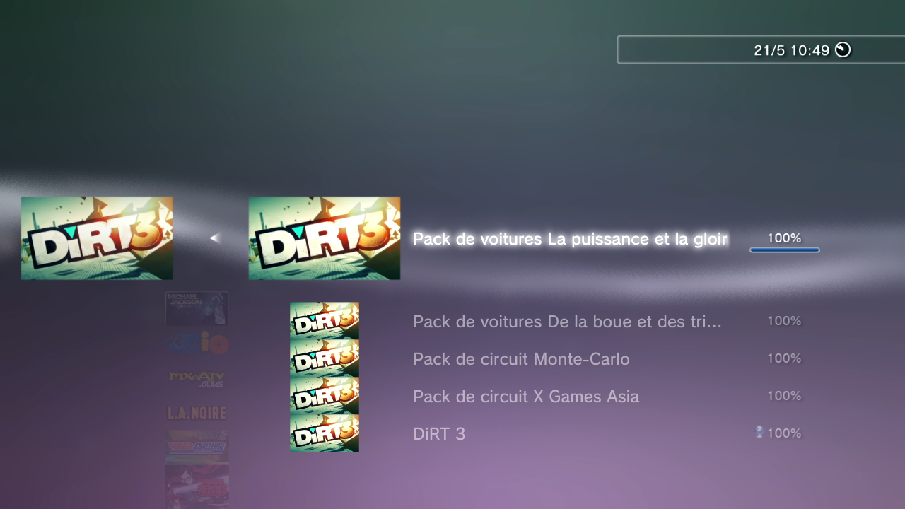 Dirt 3 Trophées DLC puissance gloire FULL