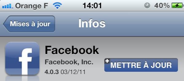 facebook mise a jour