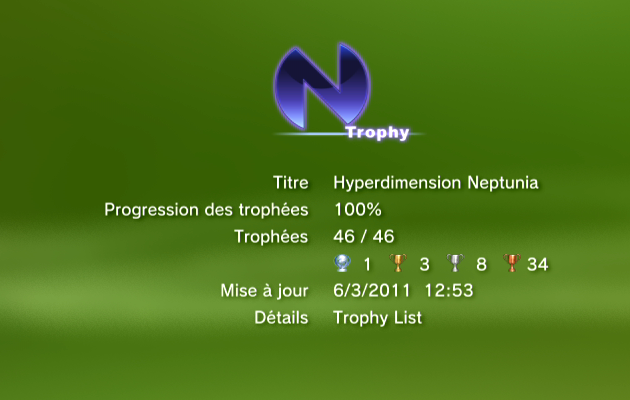Hyperdimension Neptune trophées LISTE     1