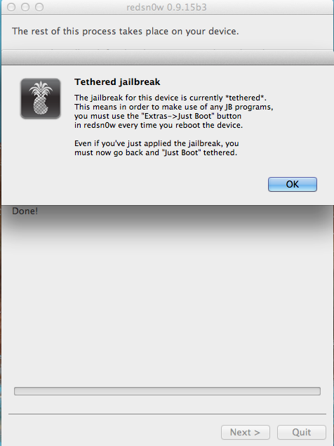 Jailbreak complet avertissement tethered