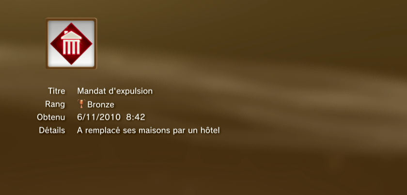 Monopoly streets trophees BRONZE PS3 PS3GEN 21