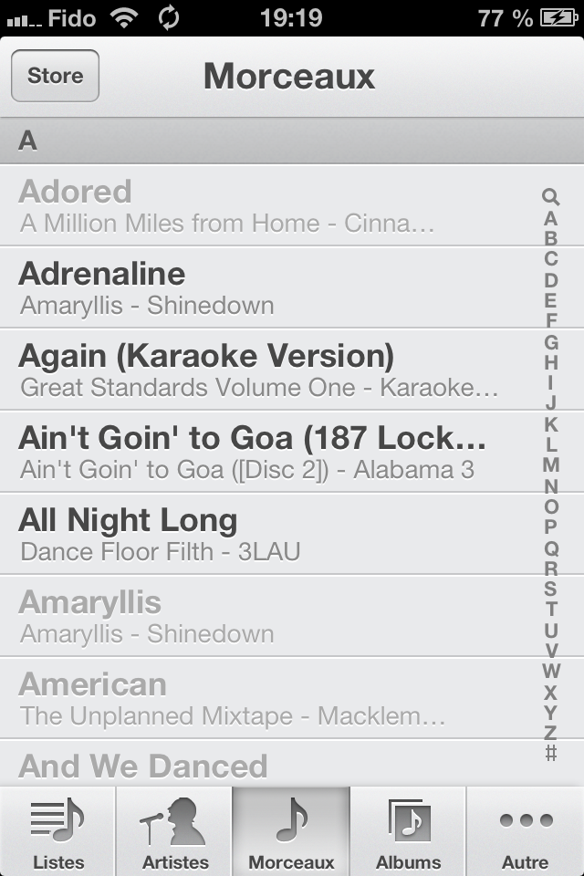 Musique iOS 6 Argent&eacute;