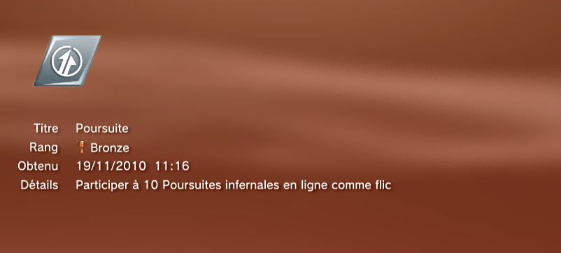 Need for Speed Hot Pursuit trophees BRONZE 14