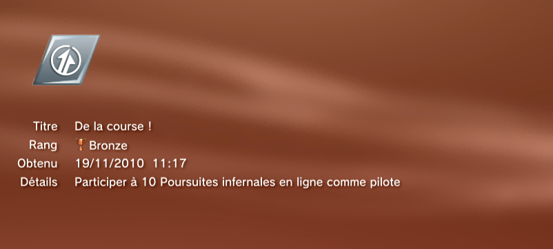 Need for Speed Hot Pursuit trophees BRONZE 26