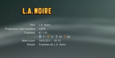 L.A. Noire Trophees LISTE