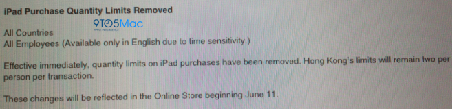 note-interne-apple-limitation-de-vente-ipad