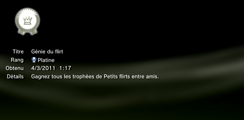 petits flirts entre amis trophées - PLATINE -  1