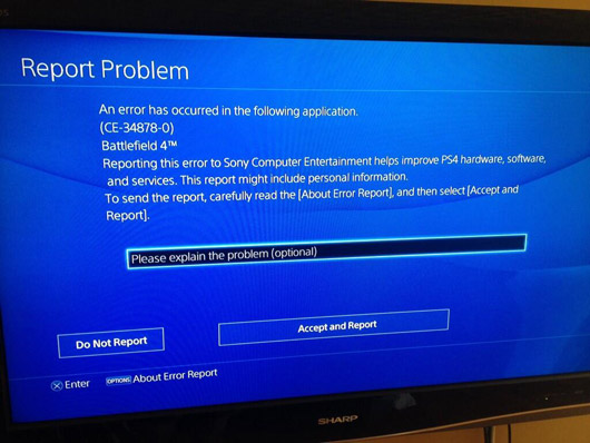 PlayStation 4 Erreur CE-34878-0