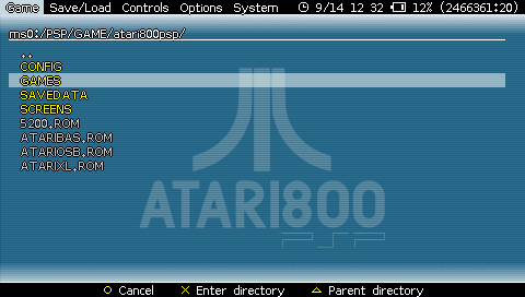 ScreenShot Atari800 PSP