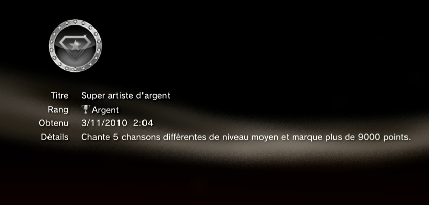 Singstar Dance  trophees ARGENT PS3 PS3GEN 10