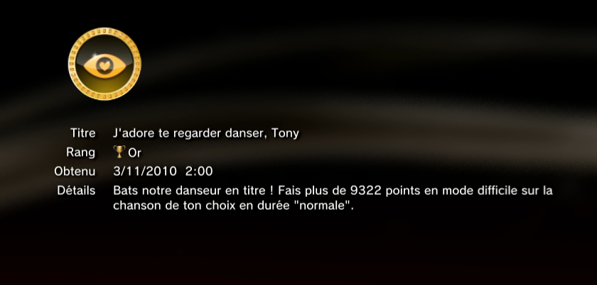 Singstar Dance  trophees OR PS3 PS3GEN 01