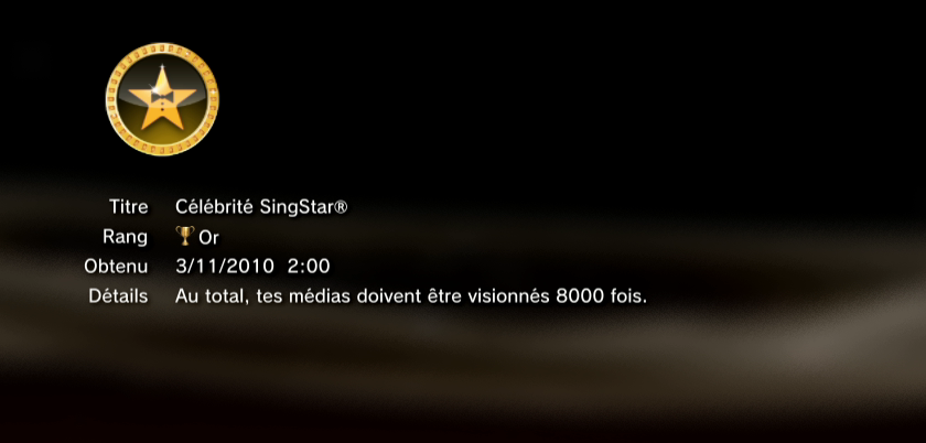 Singstar Dance  trophees OR PS3 PS3GEN 03