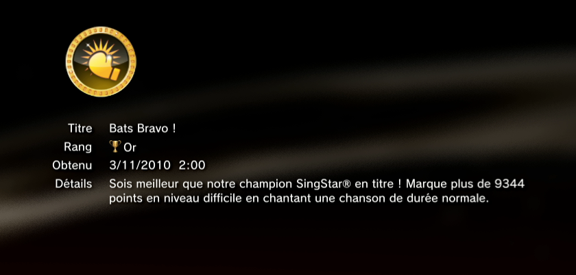 Singstar Dance  trophees OR PS3 PS3GEN 06