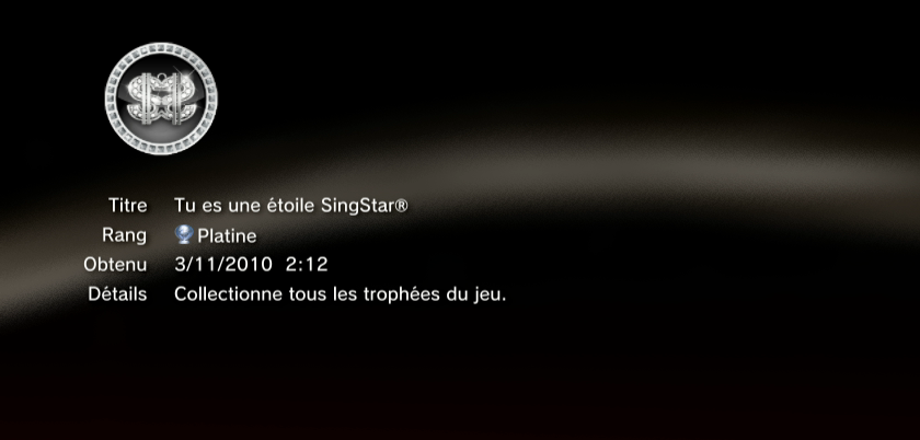 Singstar Dance  trophees PLATINE PS3 PS3GEN 01