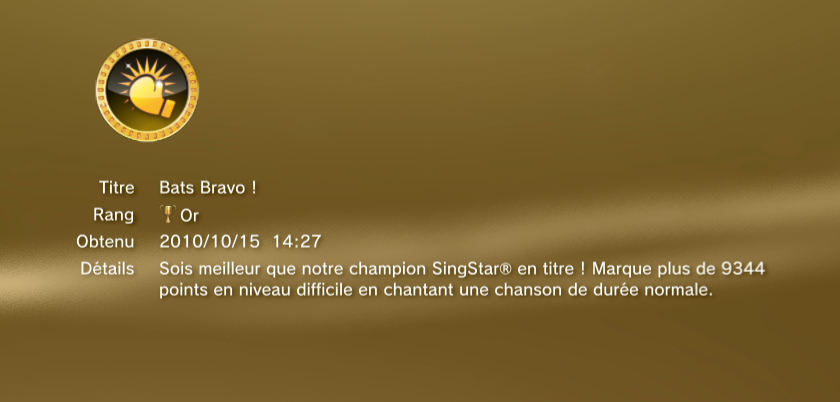 Singstar + guitar ps3 Trophees OR 04