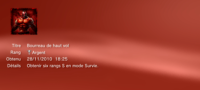 SplatterHouse Trophees PS3 ARGENT   8