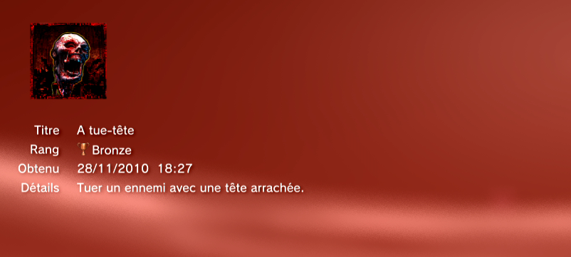 SplatterHouse Trophees PS3 BRONZE       13