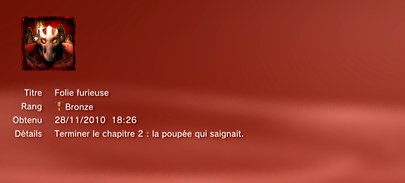 SplatterHouse Trophees PS3 BRONZE       1