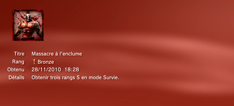 SplatterHouse Trophees PS3 BRONZE       29