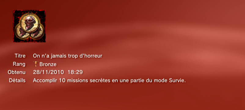 SplatterHouse Trophees PS3 BRONZE       31